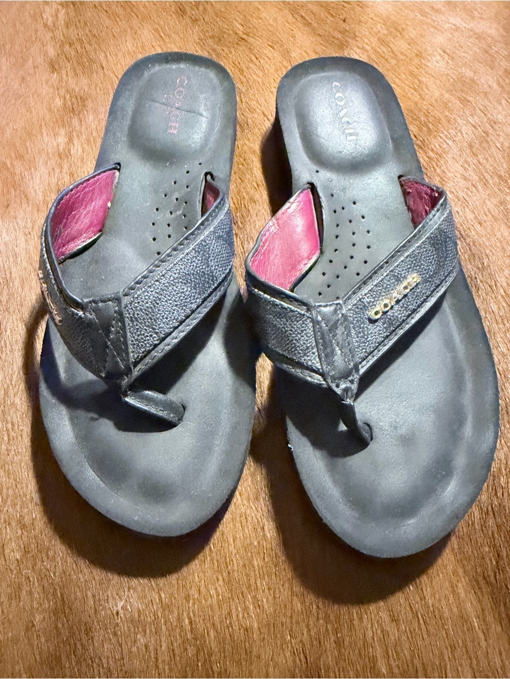Coach Black Sandal with Pink Insole